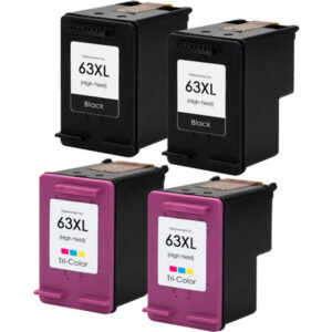 63XL High-Yield Ink Cartridge 4-Pack – 2 Black & 2 Color Value Bundle