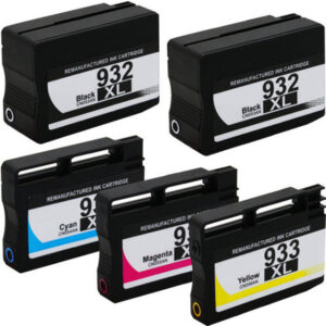 932XL & 933XL High-Yield Ink Cartridge 5-Pack – 2 Black + Cyan, Magenta & Yellow Bundle