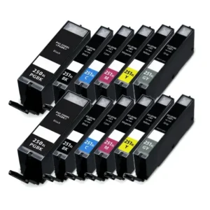 Compatible PGI-250XL & CLI-251XL High-Yield Ink Cartridge 12-Pack – Complete Black & Color Printing Bundle